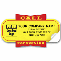 HVAC Service Labels - "Call for Service" - Yellow, Padded 346