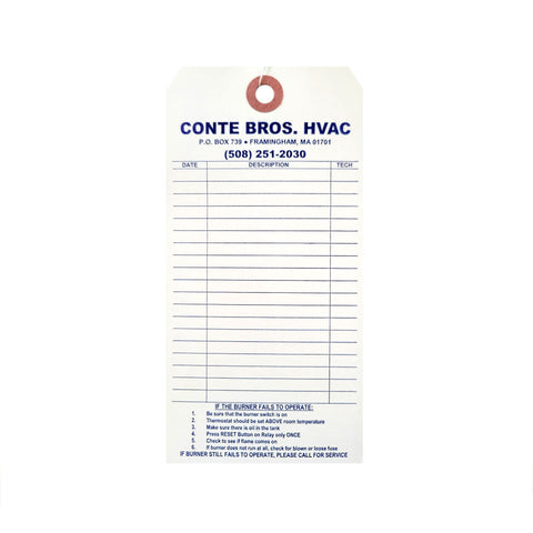 Burner Service Inspection Tag #01 - Hang Tag