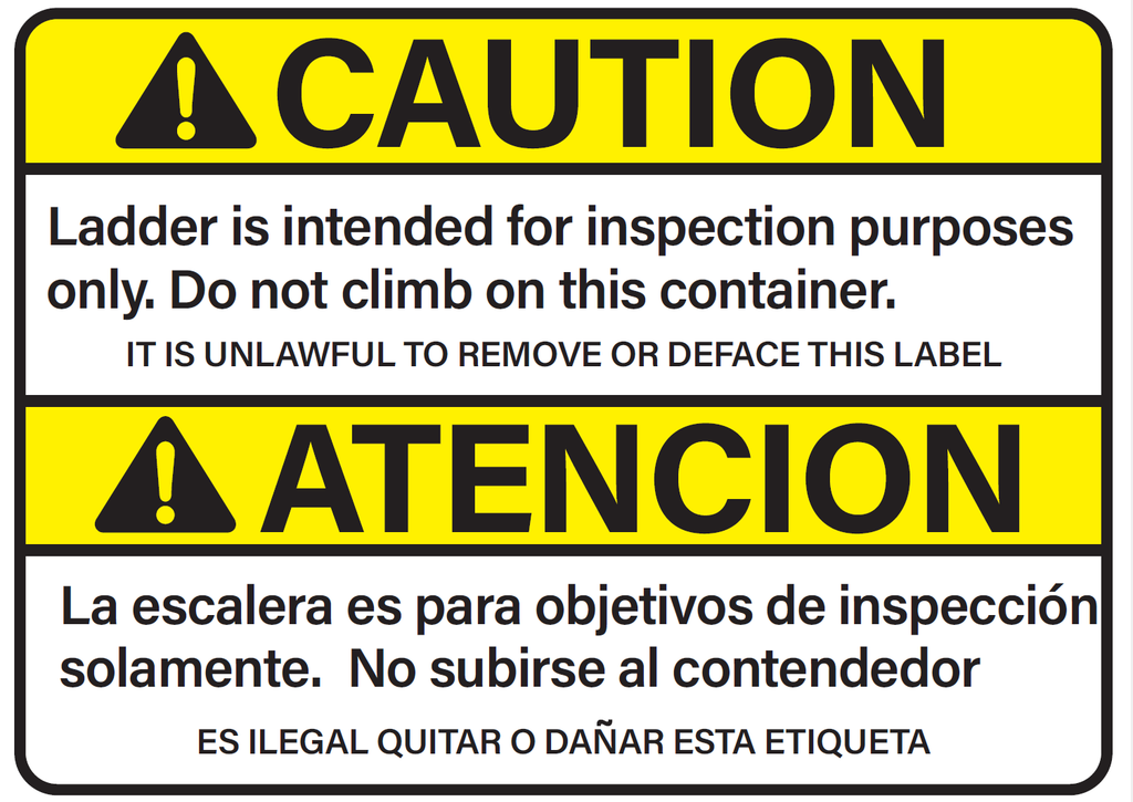 CAUTION DO NOT CLIMB ON LADDER Container Stickers 5" x 7