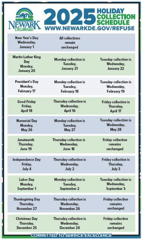 Refuse Holiday Schedule Rack Cards (4" x 9") # 3