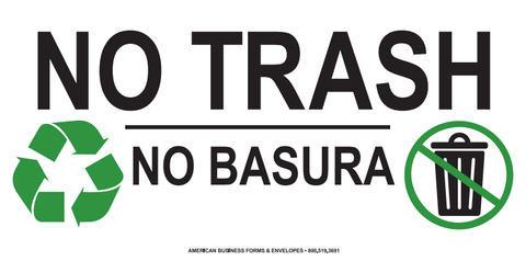 Stock/: No Trash No Basura Labels - 5" x 10"