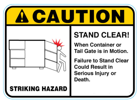 Stock: Stand Clear Container Stickers - 5" x 7"