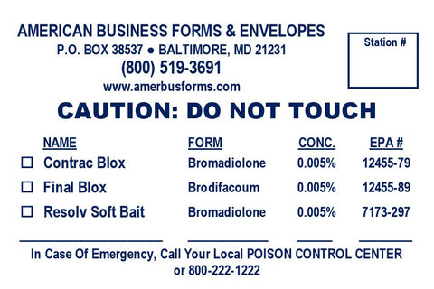 Bait Label INDUSTRIAL STRENGTH - 2" x 3" On Rolls WITH UV- 2 colors