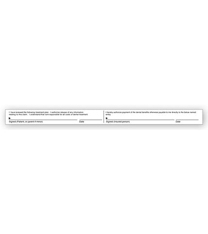 Signature Label for Dental Claim Form #58200