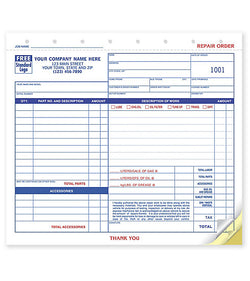 Garage Repair Forms Order, Carbonless, Small Format     #AUTO650   650