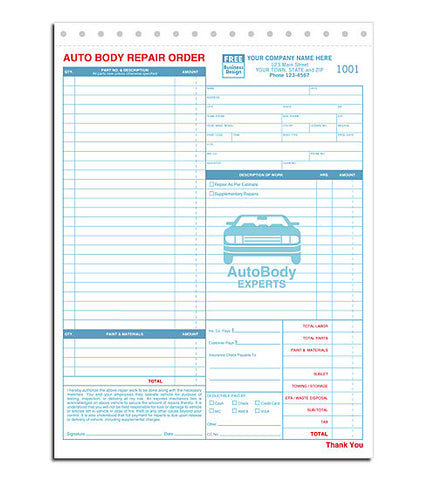 Auto Body Repair Orders #6597