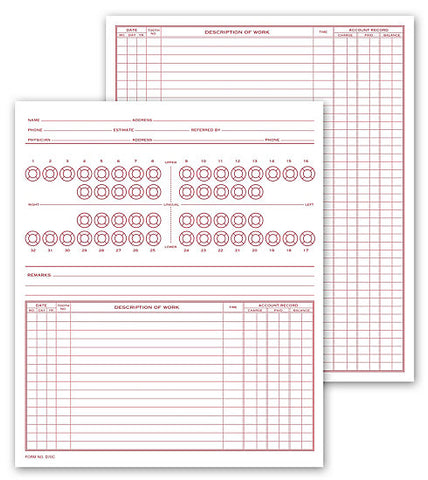 Dental Record, Numbered Teeth System C #D70C
