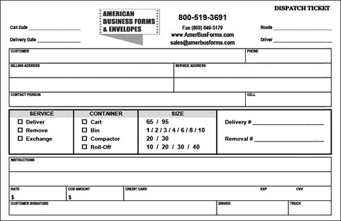 Dispatch Ticket 1 (Printed on Back)