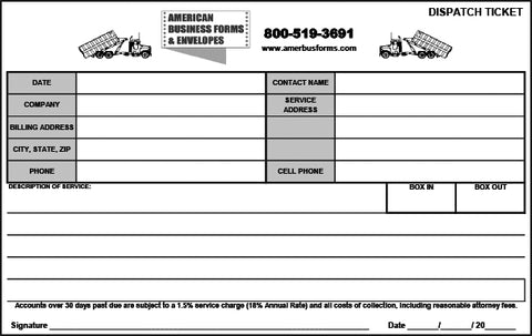 Dispatch Ticket 3 (Printed on Back)