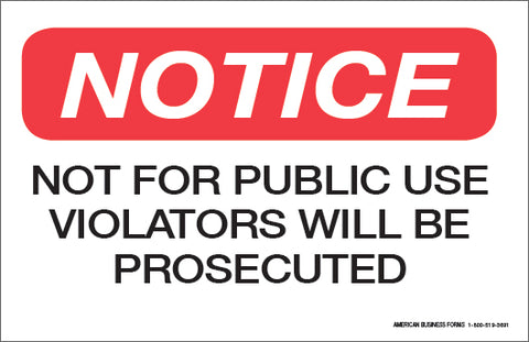 Stock: Not For Public Use Container Stickers - 6" x 8"