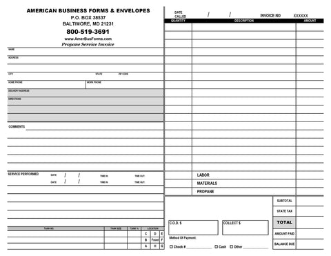 PROPANE SERVICE INVOICE
