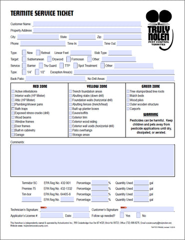 Termite Service Ticket - Long