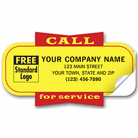 HVAC Service Labels - "Call for Service" - Yellow, Padded 346