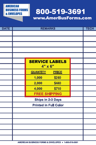 HVAC Service Label #02 - 4" x 6"