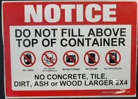Stock: Danger Do Not Fill above Top of the Container  5" x 7"- ND-133210