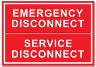 Electrical Labels  EMERGENCY DISCONNECT - 5 X 3 INCHES   Free Shipping