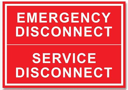 Electrical Labels  EMERGENCY DISCONNECT - 5 X 3 INCHES   Free Shipping