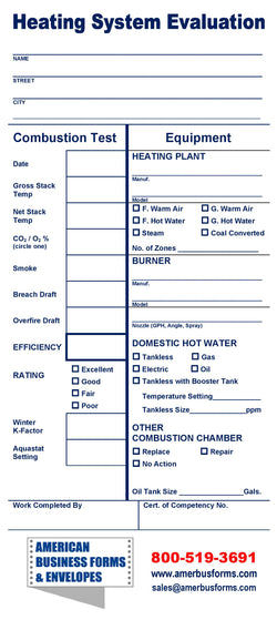 HEATING SYSTEM EVALUATION FORM