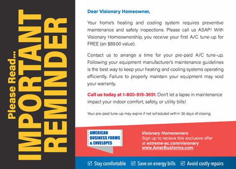 HVAC Reminder Cards - Template #15 - 4 in x 6 in