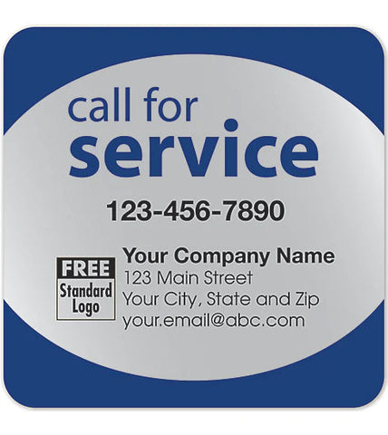 Plumbing Service Labels - "Call for Service" - Silver Poly Top 58167