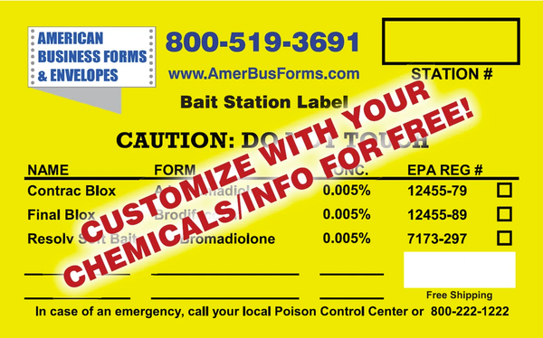 Bait Station Labels - 2" x 2 1/2"
