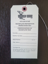 Backflow Tag with Wire- Hang Tag