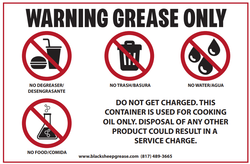 Grease and Cooking Oil Stickers (2 Colors) - 6" x 4"  Heavy Duty Durable
