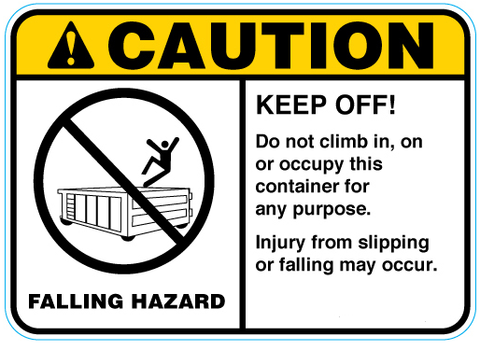 FALLING HAZARDS-   Container Stickers - 5" x 7"