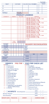 FUEL DELIVERY REPORT- CARDS  4 1/4 X 9 on Postcard Stock