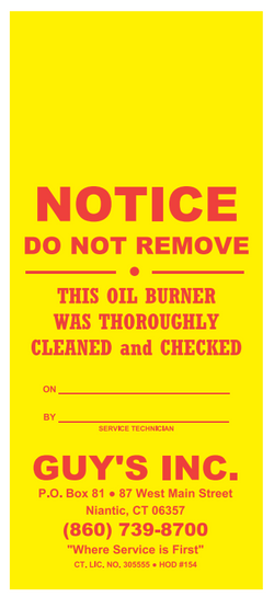 Fuel Burner Service Tag  Door Hanger - Full Color - Template # 28