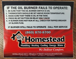 Service Label Oil Burner Fails - 6" x 4"