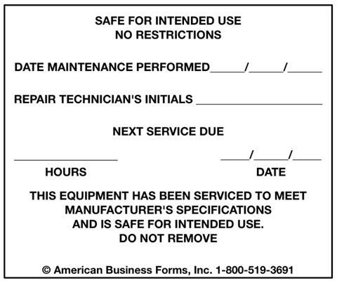 Maintenance Sticker- FULL COLOR 3 X 2.5