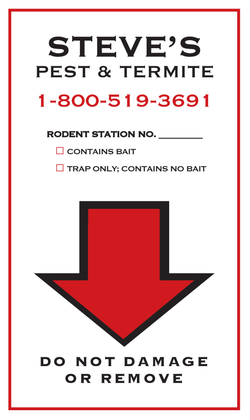 CUSTOM - Bait Station Placards - 3" x 4" (.15 inch Styrene)  FOR THE WALL NEXT TO THE BAIT STATION