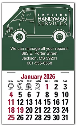 STICK UP CALENDAR 3in x 4in- Van Calendar