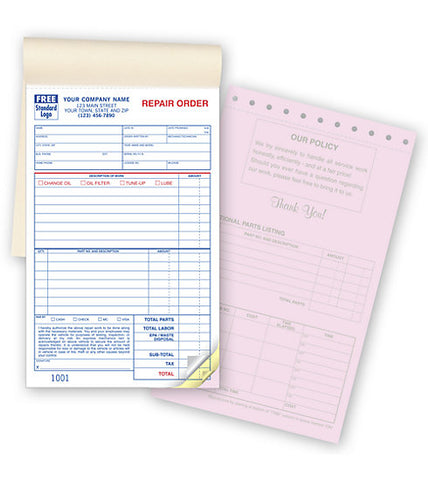 Garage Repair Forms -Order Book    #2545