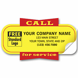 Service Labels - "Call for Service" - Yellow, Padded 346