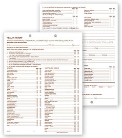 Patient Health History Form - Two-Sided, Two Hole Punch #4046V