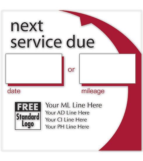 Red Service Due Label Static Cling Service Label w/ Red Arc #58163 – American Business Forms ...