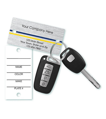 Auto Key Tags, Brushed Chrome (Blue and Yellow)   #58252