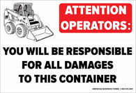 Stock: Attention Operators Warning Stickers - 9" x 12"