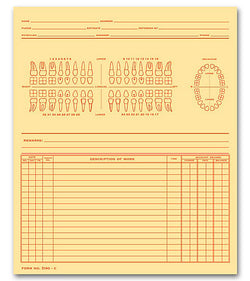 Dental Record, Numbered Teeth System C #D90C