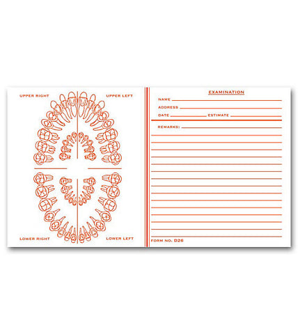 Dental Exam Slip, Unnumbered Teeth #D60C