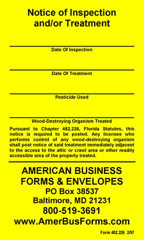 Notice of Inspection Label - 3" x 5" On Rolls