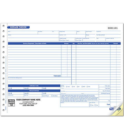 Repair Order With Key Tag     #GEN6582  6582