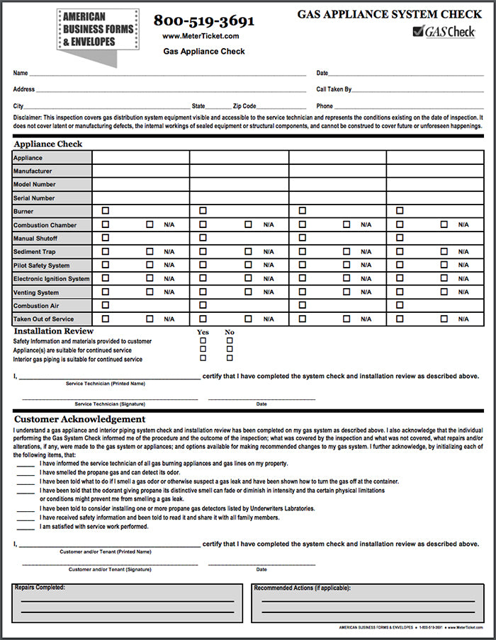 Gas Check Form - #4 – American Business Forms & Envelopes