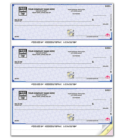 QuickBooks HIGH SECURITY Laser Checks 3/Page (with lines) SDLA104