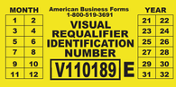 VISUAL REQUALIFICATION STICKERS - 3.5in x 2 in in YELLOW