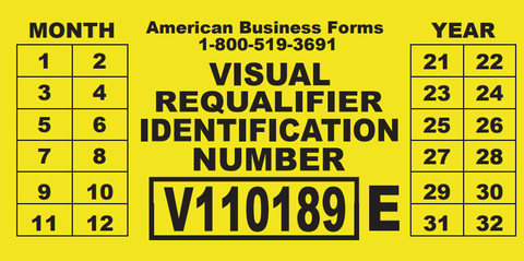 VISUAL REQUALIFICATION STICKERS - 3.5in x 2 in in YELLOW