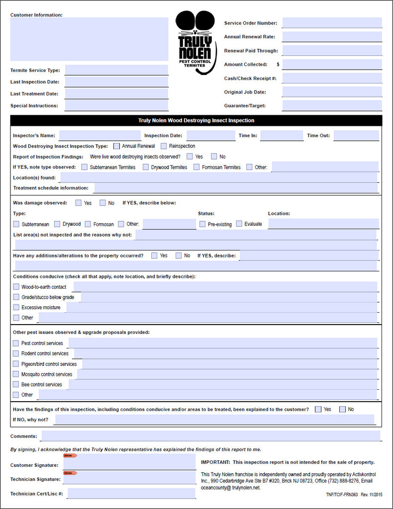 Wood Destroying Insect Report - Long – American Business Forms & Envelopes