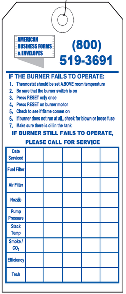 Burner Tags with Wire Attached